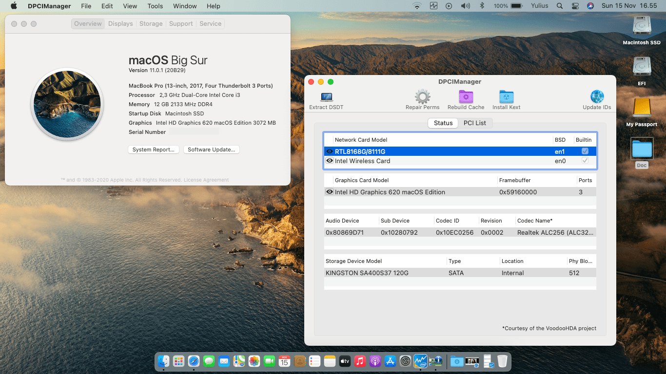 Success Hackintosh macOS Big Sur 11.0.1 Build 20B29 in Dell Vostro 14-3468